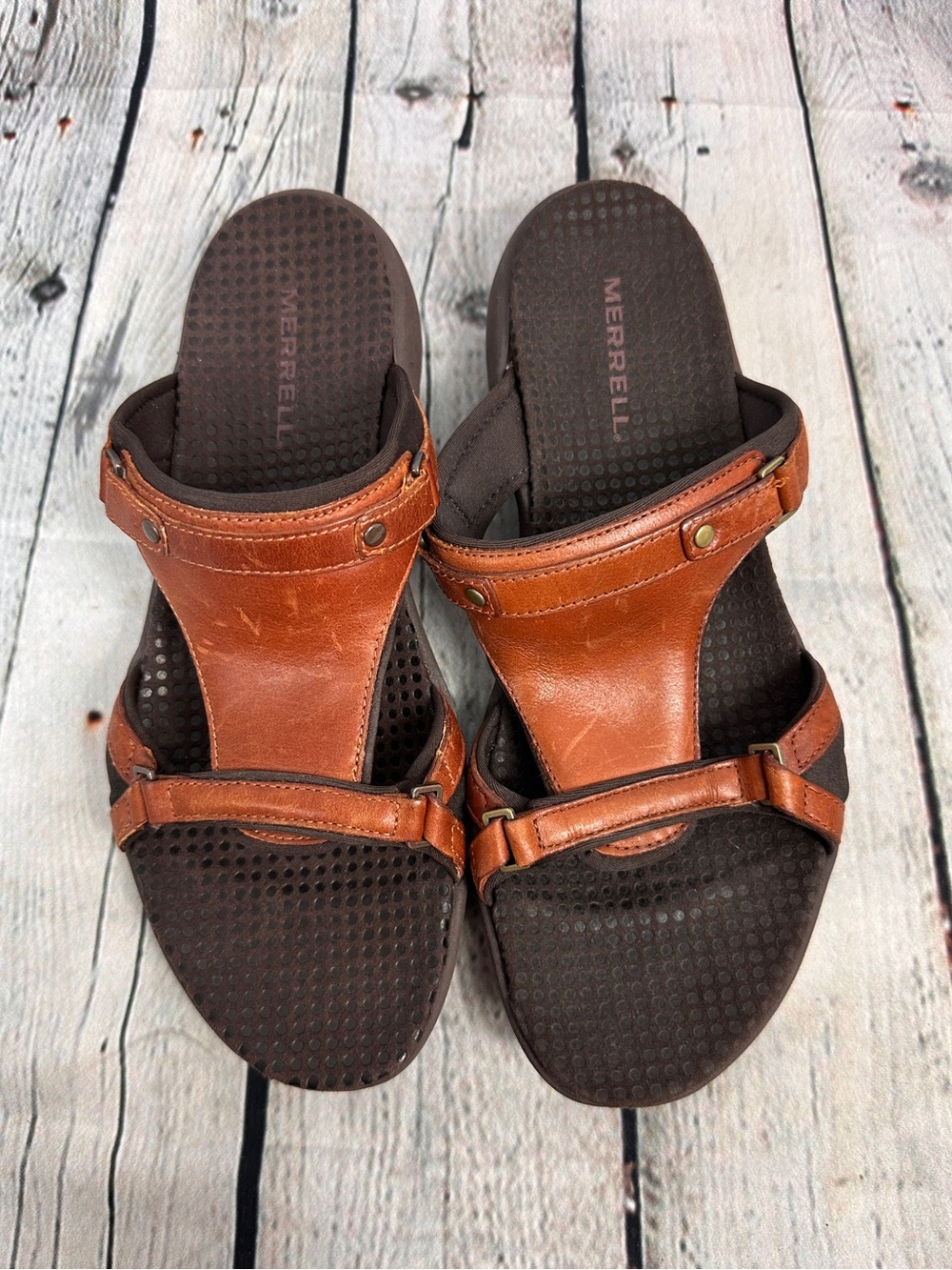 Merrell Glade Autumn slide sandals leather size 7